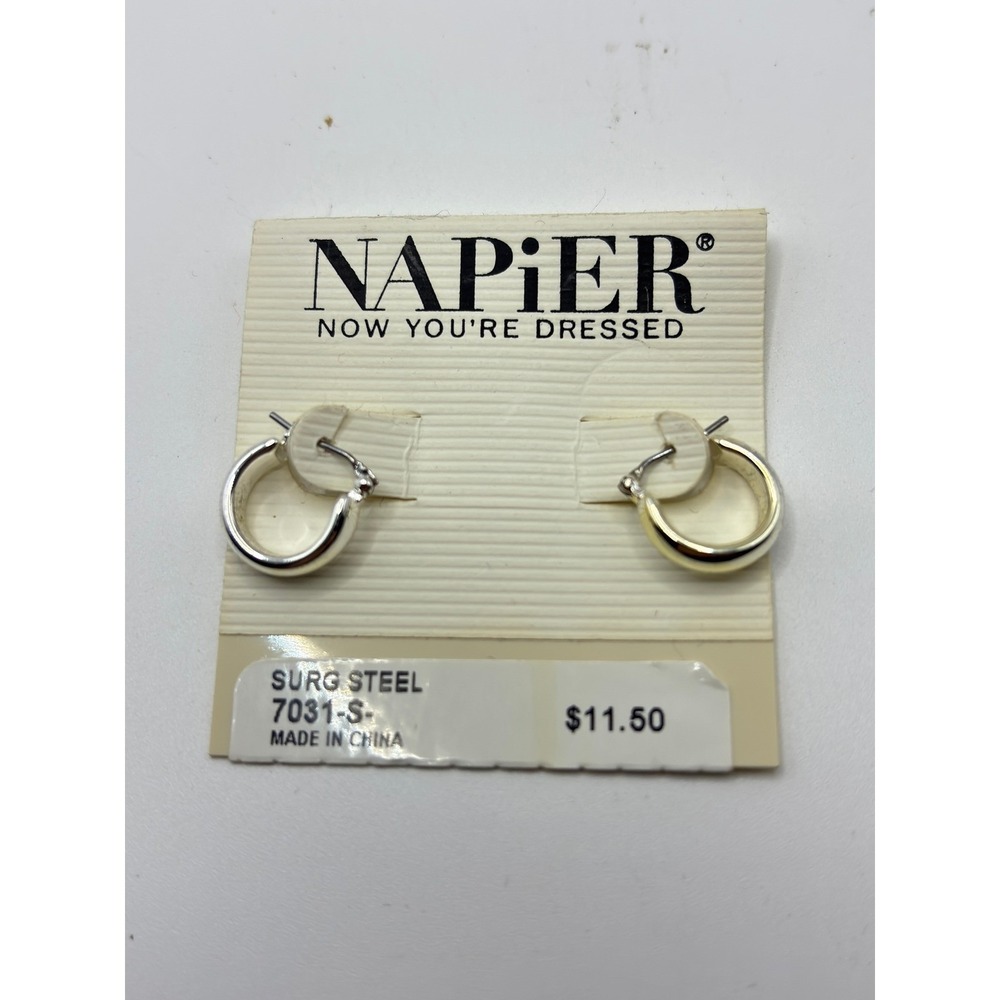 Napier Hoop Earrings Womens OS Silver Tone Surgical Steel Posts